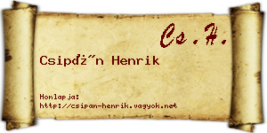 Csipán Henrik névjegykártya